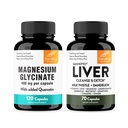 Glycynian magnezu Sandhu z Quercetin & Liver Support Kapsułki 124; Wsparcie jakości snu, Relaxation & Liver Health Support