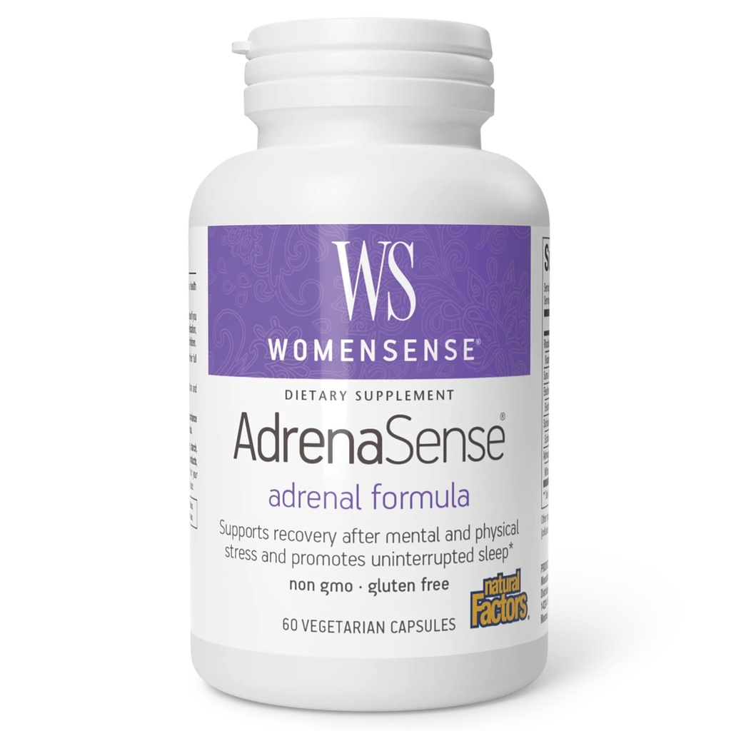 WomenSense AdrenaSense by Natural Factors, AdrenaSense, Herbal Supplement for Adrener Support and Stress Relief, Vegan, Non-GMO, 60 kapsułki