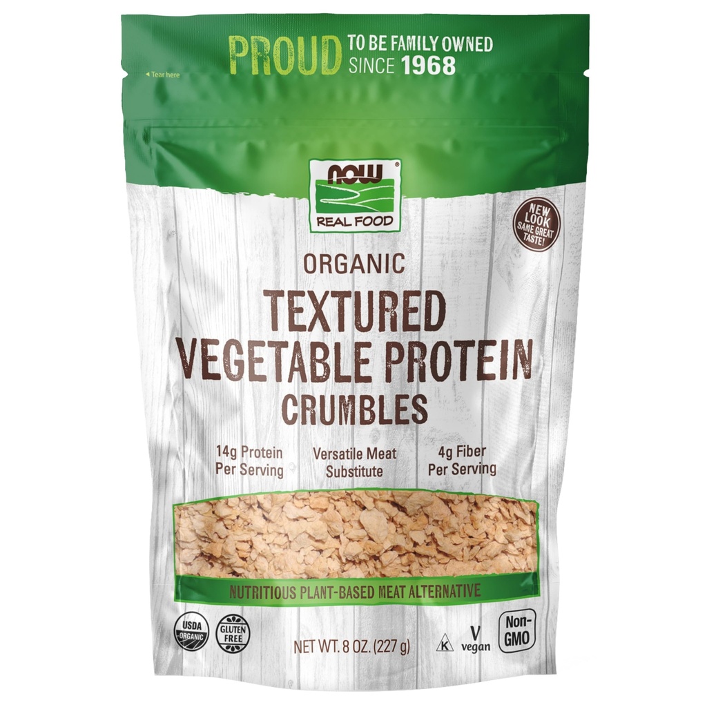 Now Foods, Organic Textured Soy Protein Granules, Non-GMO, Versatile, Vegetable Sourced Protein, 8- Ounce (Packaging May Vary)
