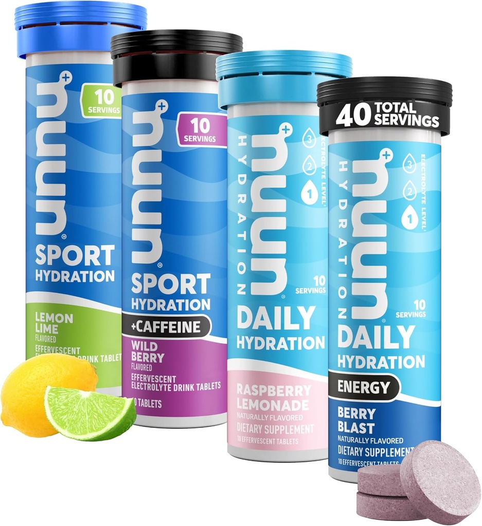 Nuun Hydration Electrolyte Tablets - Rozpuszczalny w wodzie, Kompletne opakowanie 124; 5 Esencjalne elektrolity do nawadniania 124; 1g Sugar Drink Mix