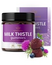 Suplement do mleka HERBAMAMA - 1500mg Gummies z ziaren mleka do czyszczenia wątroby - Wegańskie, niemodyfikowane genetycznie wsparcie dla wątroby z Silybum Marianum - 60 Pectin- Based Blueberry- Flavored Chews