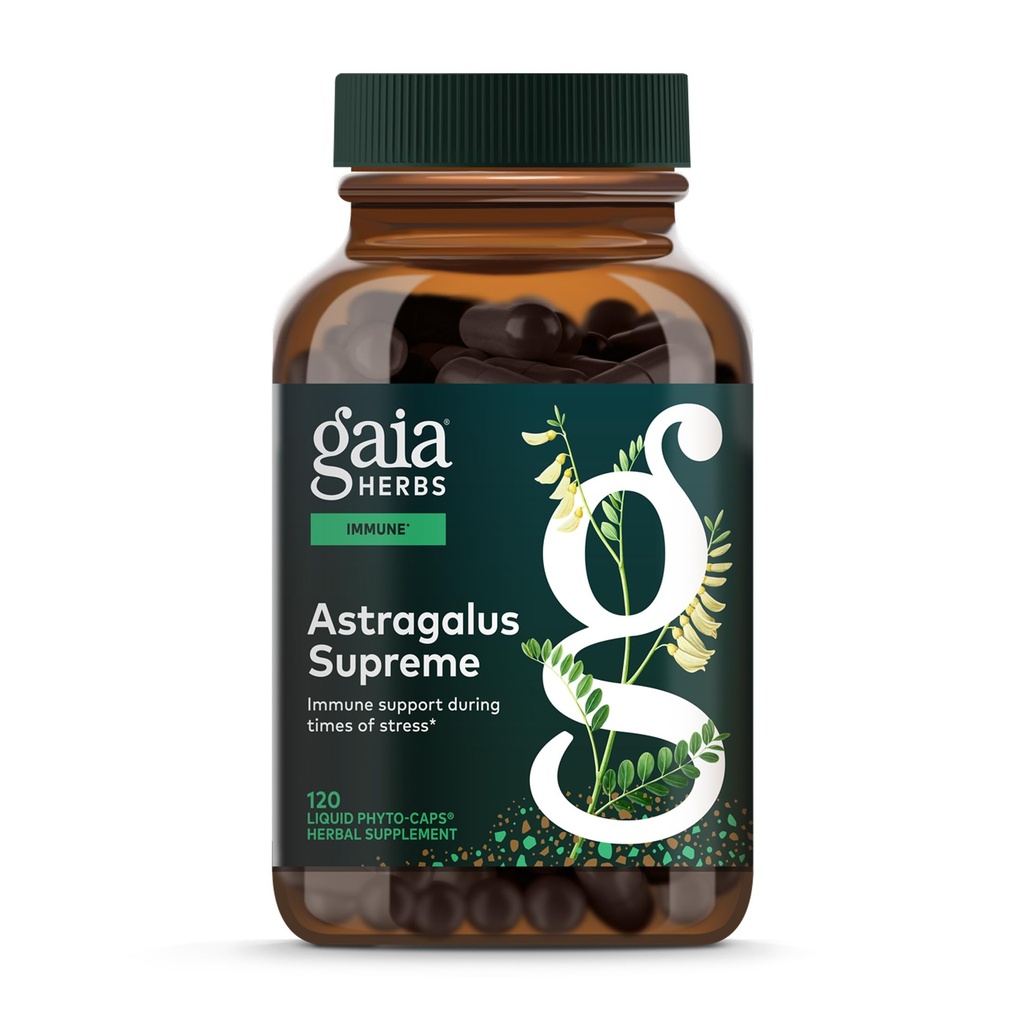 Gaia Herbs Astragalus Supreme - Immune and Antioksydant Support Herbal Supplement - with Astragalus Root, Schisandra Berry, and Ligustrum - 120 Vegan Liquid Phyto- Kapsułki (30- Day Supply)