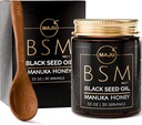 MAJU 's 3- in-1 Black Seed Oil, Manuka Honey & Seeds (Traditional Style) BSM no. 1, Sweet & Crunchy Herbal Blend, Nigella Sativa Oil and Seeds, Unpasteurized & Raw Monosloral Manuka Honey Nowa Zelandia