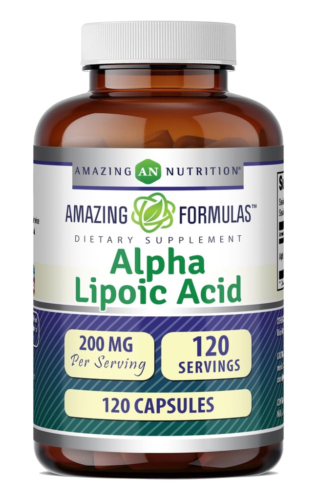Amazing Supples Alpha Lipoic Acid Acidum 124; 200 Mg Amino Acid Supplement Acidum 124; Capsules Acidum 124; Non- GMO Acidum 124; Gluten- Free Acid 124; Made in USA (1 Pack Acid 124; 120 Count)