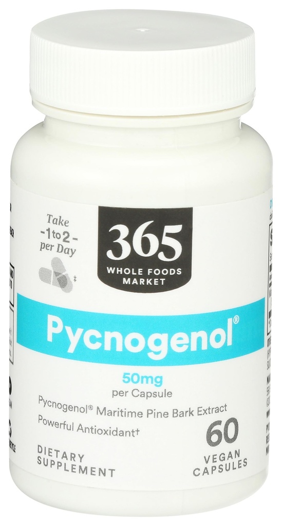 365 by Whole Foods Market, Pycnogenol Maritime Pine Bark Extract, 50mg Vegan kapsułki, 60 Count