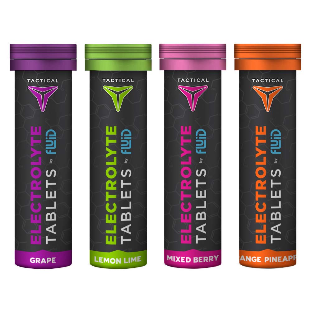 Fluid Tactical- Effermuscent Hydration Tablets, Electrolyte Replacement & Odwodnienie Zapobieganie, 4 Pack, 40 Służenie (Różnorodność)