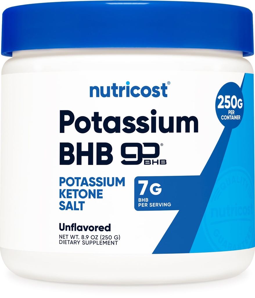 Nutricost Potasu BHB Salts, Exgenous Ketone Supplement, 6,4 g Beta- Hydroksymaślan Na Podawanie, 250 gramów