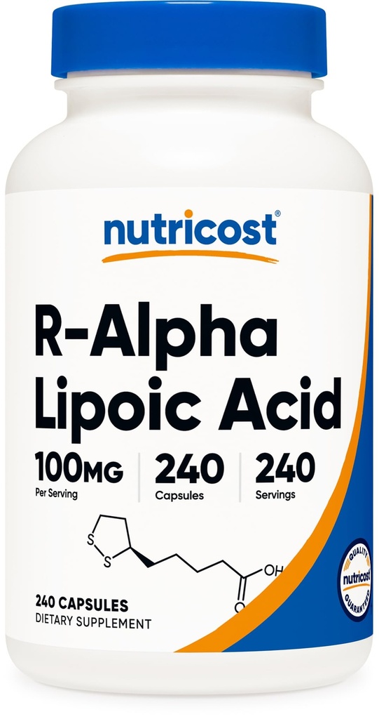 Nutricost R- Alpha Lipoic Acid 100mg, 240 kapsułki - Veggie Caps, Vegan, Non-GMO, Gluten Free