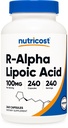 Nutricost R- Alpha Lipoic Acid 100mg, 240 kapsułki - Veggie Caps, Vegan, Non-GMO, Gluten Free