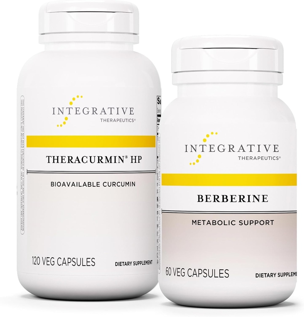 Interaktywna terapia Bundle z Berberine, 60 Kapsułki i Theracurmin HP, 120 Kapsułki - Berberine dla wsparcia Metabolicznego * - Suplement Theracurmin To jest 27x Więcej Biodostępności *