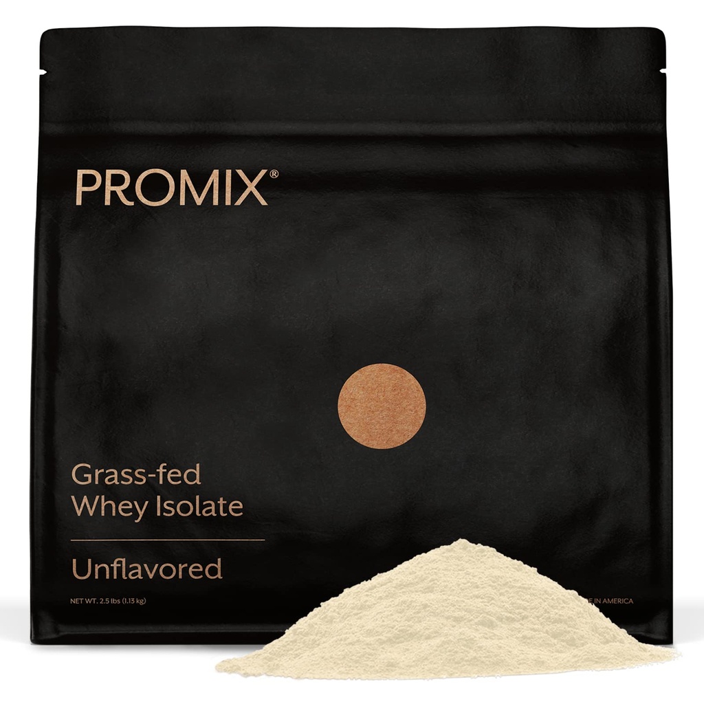 ProMix Nutrition Whey Protein Isolate Powder, 30g Trawa Fed Whey Isolate, 6.6g BCAA, Gluten Free, Keto Friendly, Unflavored - 2.5 funt (Opakowanie 1)