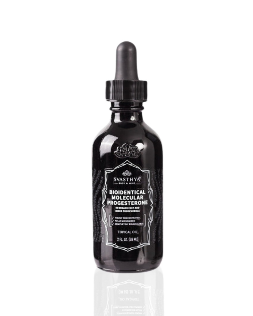 Svasthya Body & Mind Molecular Progesteron Liquid - Hormonal Balancing Oil, Menopauza Relief, All Natural Derived from Mexican Yam - 5,5% Progesteron for Women Witamina E Oil - 2 Fl Oz
