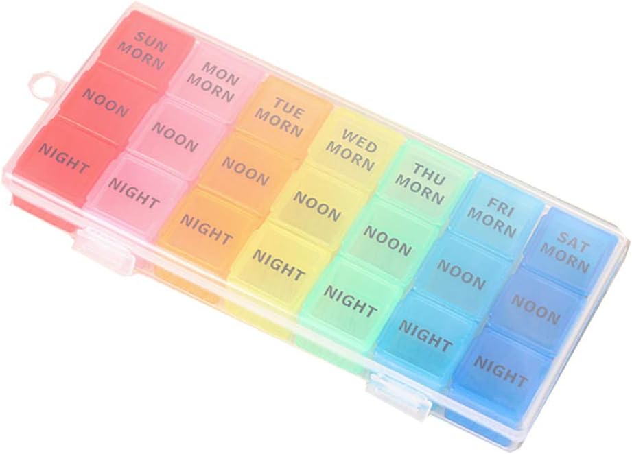 Pil Case Pill Clear Organizer Box Pill Organizer 7 Day (3 razy w ciągu dnia) Cotygodniowe Pill Box 21 Slots Medication Organizer with Push Button for Medication Clear Case