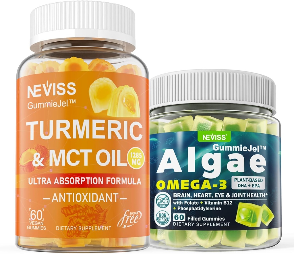 Kurkumina bezcukrowa 1000mg Suplement Gumiaki z Vegan Omega 3 Gumiaki wypełnione 1000mg
