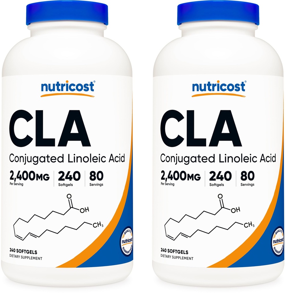 Nutricost CLA (Conjufalid Linoleic Acid) 2,400mg, 240 Softgels - Gluten Free, Non-GMO, 800mg Per Softgel (2 butelki)