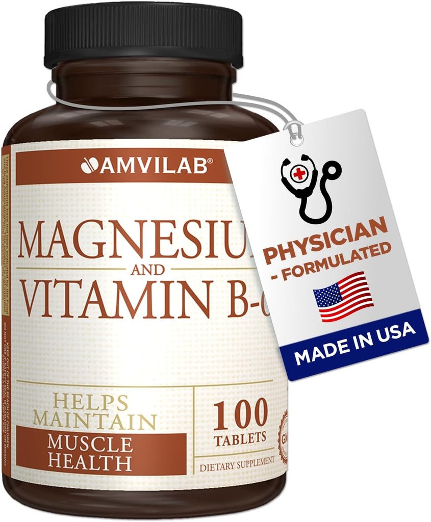 Magnez i witamina B6 - Pomaga utrzymać zdrowie mięśni - Wspomaga zdrowie mózgu i nerwów funkcji - Pomaga codzienne witalność i jakość snu - Recovery Boost - Suplement diety - 100 Tabletki