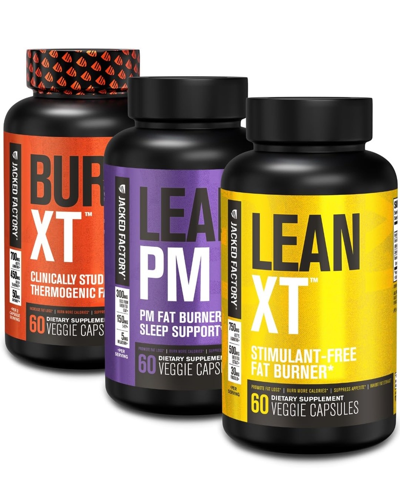 Burn- XT Termogeniczny Tłuszcz Burner, Lean PM Nighttime Fat Burner & Sleep Aid, Lean- XT Kofeina Bezpłatne Tłuszcz Burner