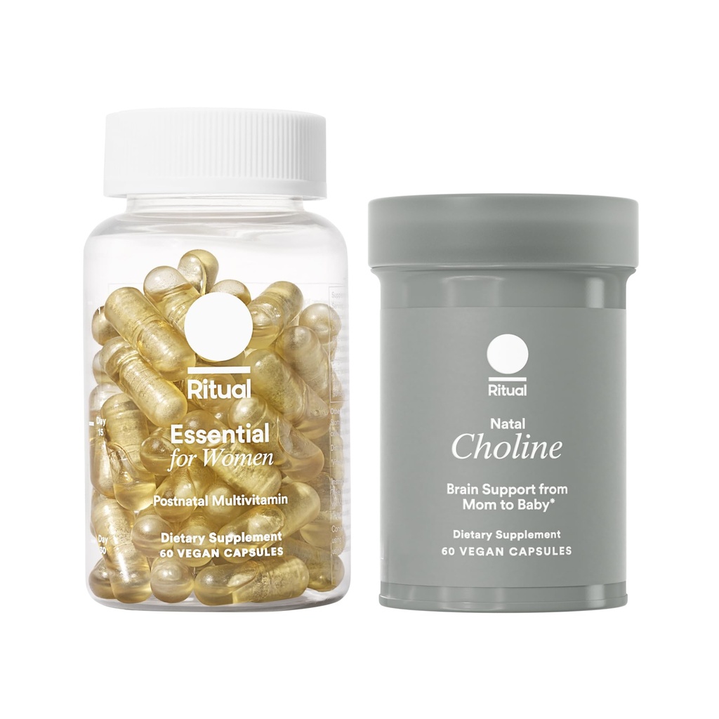 Rytualne poporodowe Mom-to-Baby Set, Poppartum Multivitamin i Natal Cholina Suplementy, Wspiera Laktacja, Immune Function, i Baby 's Cognitive Function