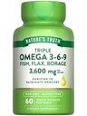 Nature 's Truth Triple Omega 3- 6- 9 Softgels 124; 3600mg Description 124; 60 Count Description 124; Fish, Flax, Borage Oils Description 124; Non-GMO & Gluten Free Supplement