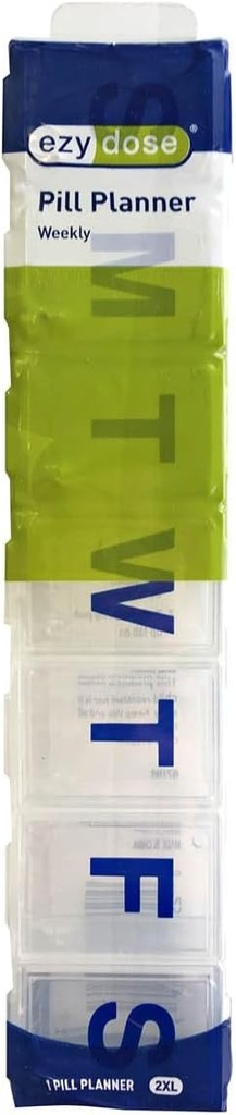 EZY DASE Weekly (7- Day) Pill Organizator, Witamina Case i Pudełko medyczne, Przezroczyste Lids, 2X- Large