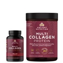Ancient Nutrition Multi Collagen Zaawansowane kapsułki, Mięśnie, 90 Count + Multi Collagen Protein Powder, Unflavored, 45 Służenie