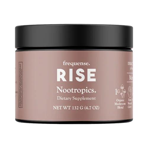 FREQUENSE - Rise Nootropic Tub - Mango Lemoniada Flavor - Wspiera wydajność mózgu i klarowność - z grzybami, Witaminy B i zielonej kawy - 132g