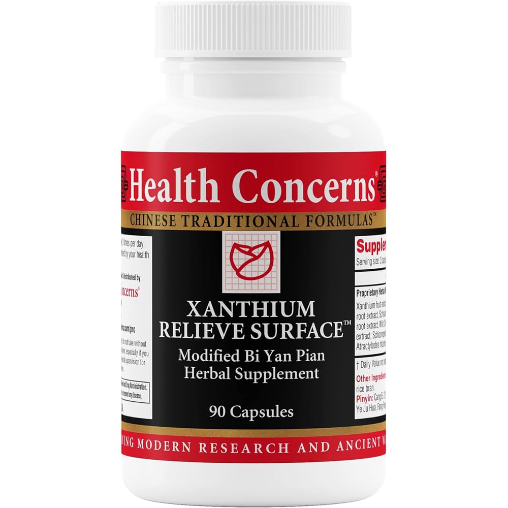 Opieka zdrowotna Xanthium Relieve Surface - Suplement do wsparcia immunologicznego - Phlegm, Sinus alergy, Przekrwienie nosa i skóry Rash Supplement - Suplement ziołowy z tradycyjnej chińskiej formuły - 90 Kapsułki