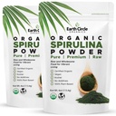 Ziemskie Koło Organiczne Spirulina proszek, Kosher, Surowy i nienapromieniowany 124; Czyste białko wegańskie 124; Premium Superfood, Wysoka w Amino Kwasy i przeciwutleniacze - 4 unce (2 opakowania)