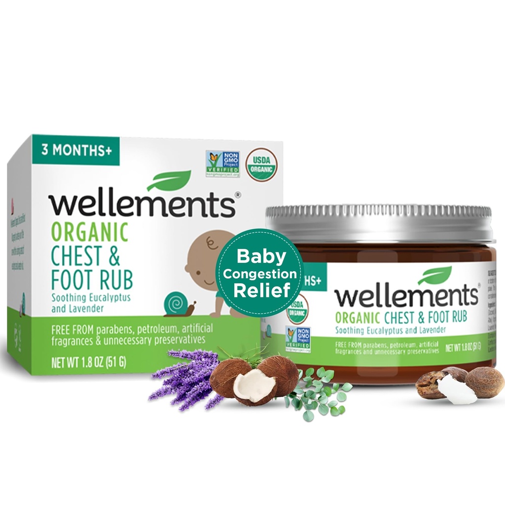 Widelec Organic Baby Chest & Foot Rub dla 3 Miesiące + (1.8 Fl Oz) 124; Soothes & Comforts Budapest 124; Relief dla dzieci * z Eucalyptus i Lavender Budapest 124; Free From Petroleum, Menthol and Artifical Fragrance
