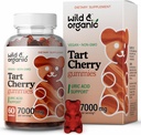 Wild & Organic Tart Cherry Gummies 7000 mg - Tart Cherry Extract Supplement for Moric Level Support - 60 Vegan, Non-GMO Chews