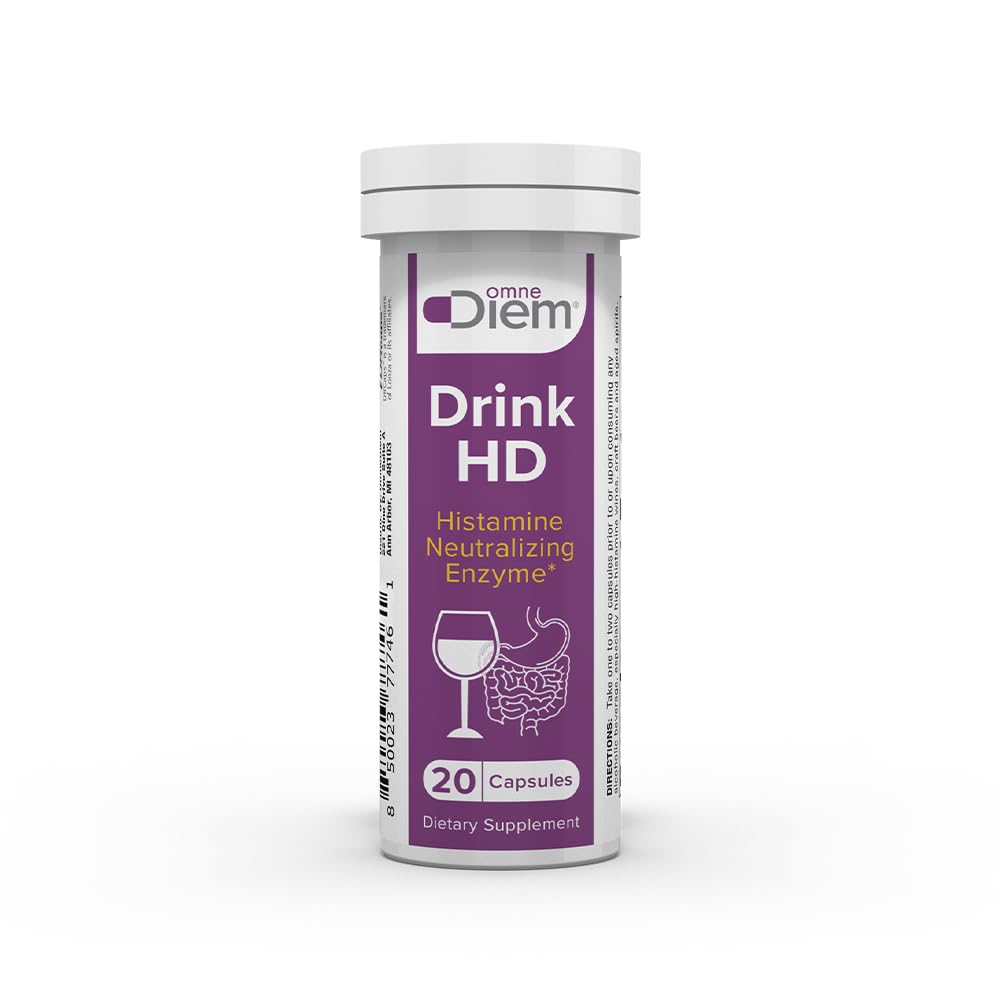 OmneDiem Drink HD Suplement diety: Natural Histamine Neutralizujący i trawienie Enzym - Diamina Oxidase DAO, 20 Kapsułki