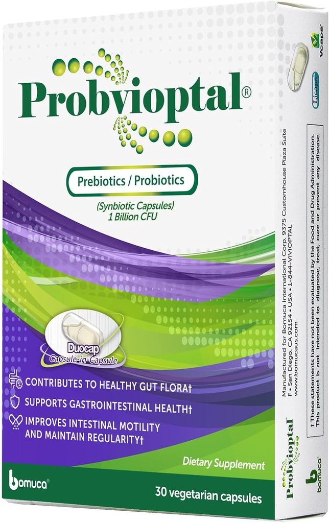 Probvioptal, 30 Kapsułek, Probiotyki i Prebiotyki, Duokap, 1 Miliard CFU, Gluten Free