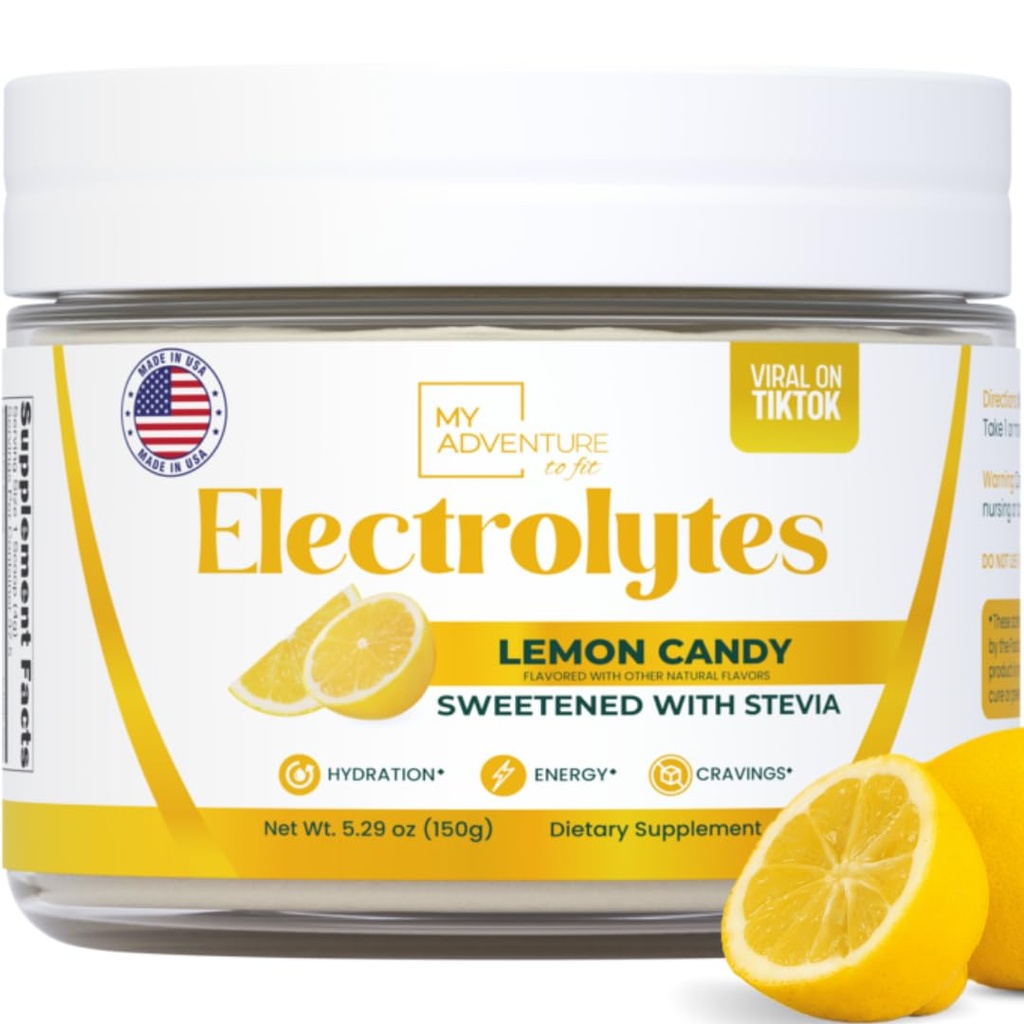 Zero Sugar - Lemon Candy Electrolytes Powder - Odświeżająca Hydration - Kofeina Free Energy with All Natural Ingredients - Vegan, Keto & Paleo - Sugar Free Electrolytes Powder Drink Mix - 37 Servings