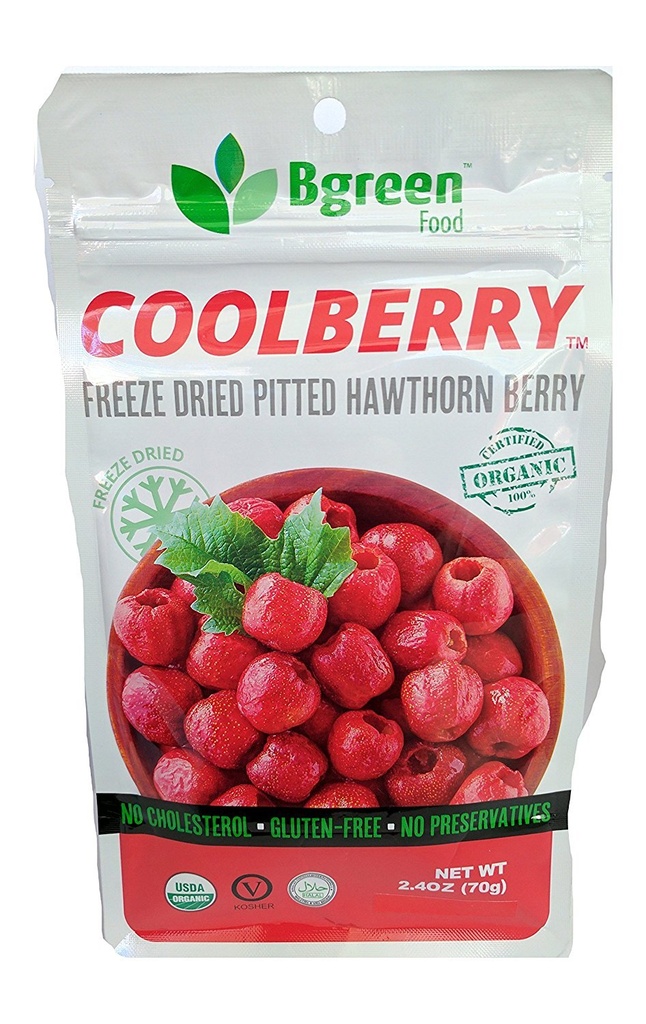 Bgreen- Organic Freeze Suszony Hawthorn Berry, USDA Organic, Infuzja herbaty, Smoothie, Superfood