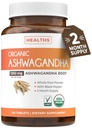 USDA Organic Ashwagandha Suplement - Wysoka potencja Ashwagandha Pigułki wykonane z organicznej czarnej pieprzu do zwiększonej absorpcji - Wegan Non-GMO Made in USA & Lab Verified (2 miesiące dostaw)