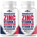 (2 opakowania) ImmunoBlaster Cynk Quercetin 500mg z witaminą D i C Przeciwutleniaczem Immunoxidant Support High Potency Quercetin Cynk Suplement dla mężczyzn i kobiet - Gluten, Soy, & Dairy Free - 120 Count (Twin Pack)