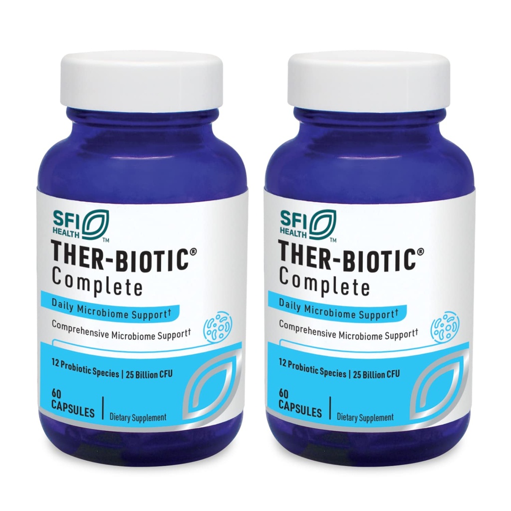 Klaire Labs SFI Health Ther- Biotic Complete - Hypoalergenic Probiotics for Women & Men - Acid- Stable Probiotic Supplement - 12 Species for Immune & Digestive Health - 25 Billion CFU (2 Pack)