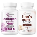 Micro Składniki Multi Collagen Complex for Women & Lions Mane Supplement 240 Veggie Capsules Bundle 2 Pack Description 124; Kolagen Grass- Fed Peptides Description 124; Antyoksydanty Grzybowe z L- Ergotioneiną