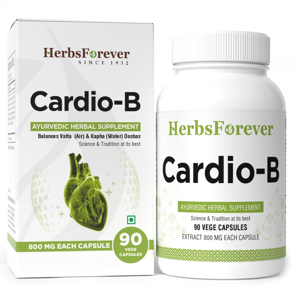 Herbsforever Cardio- B Ayurvedic Herbal Supplement 90 Vege kapsułki 800 Mg każdy