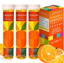 Witamina C Tabletki musujące 1000mg z Magnezu Cynk Witamina E & Potasu Witamina C Efervescente 60 Tabele 3 Opakowanie Vitamina C