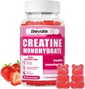 ElevateLife Monohydrat Gummees 5000mg dla mężczyzn i kobiet, Jednowodzian do żucia dla mięśni, Budowanie mięśni, Energy Boost, Pre- Workout Supplement (90 Count) -Truskawki