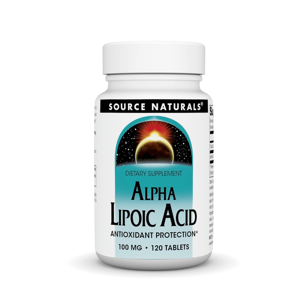 Źródło Naturals Alpha Lipoic Acid wspiera zdrowy metabolizm cukru, czynność wątroby i wytwarzanie energii * - 100 mg - 120 tabletek