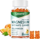Glucynian magnezu Gummies 1000mg - Suplement potasu bez cukru Magnezu z witaminą D, B6, CoQ10 dla uspokojenia nastrojów i wsparcia snu - 60 Gumiaki pomarańczowe