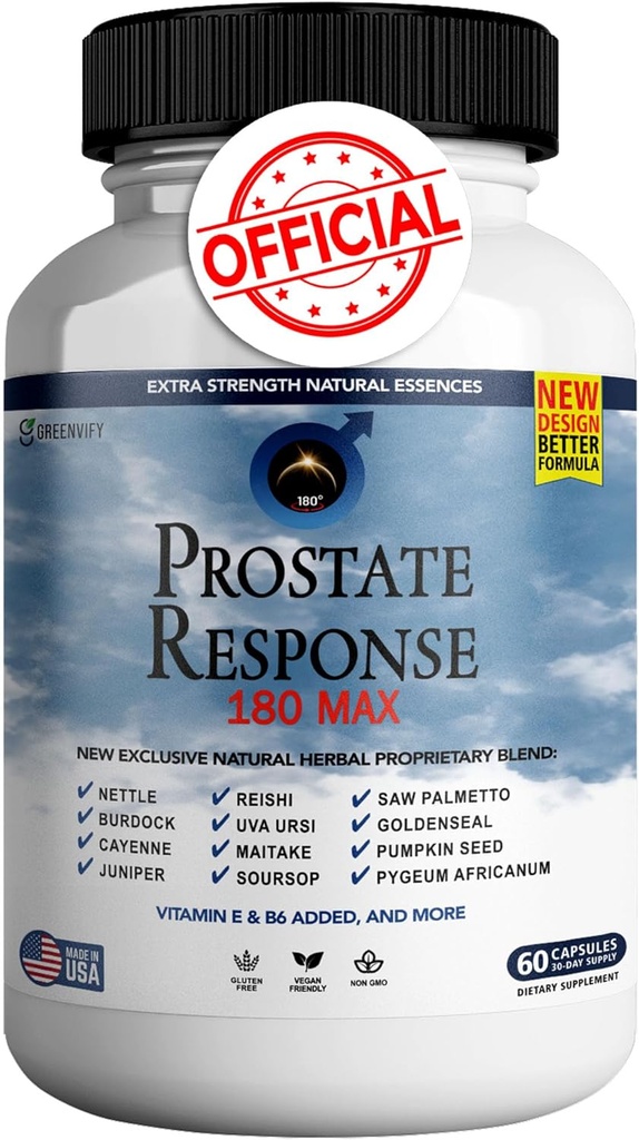 Prostate Response 180 Max Prostate Formuły Suplementy dla mężczyzn Kapsułki, Suplementy zdrowotne - Maksymalna siła, Wszystkie naturalne do wspierania Normalnej i Zdrowej Funkcji (1)