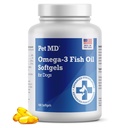 Pet MD - Omega 3 Fish Oil Supplement for Dogs - Wsparcie skóry i płaszcza dla psów - 180 Softgels