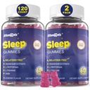 Melatonina Free Sleep Aid Gummies dla dorosłych, Sugar Free Sleeping Gummy No Melatonin, Natural Calm Gummies with Magnezu Glycinate, L- Tryptofan, L- Theanine, GABA, Ashwagandha, Valerian, 120ct