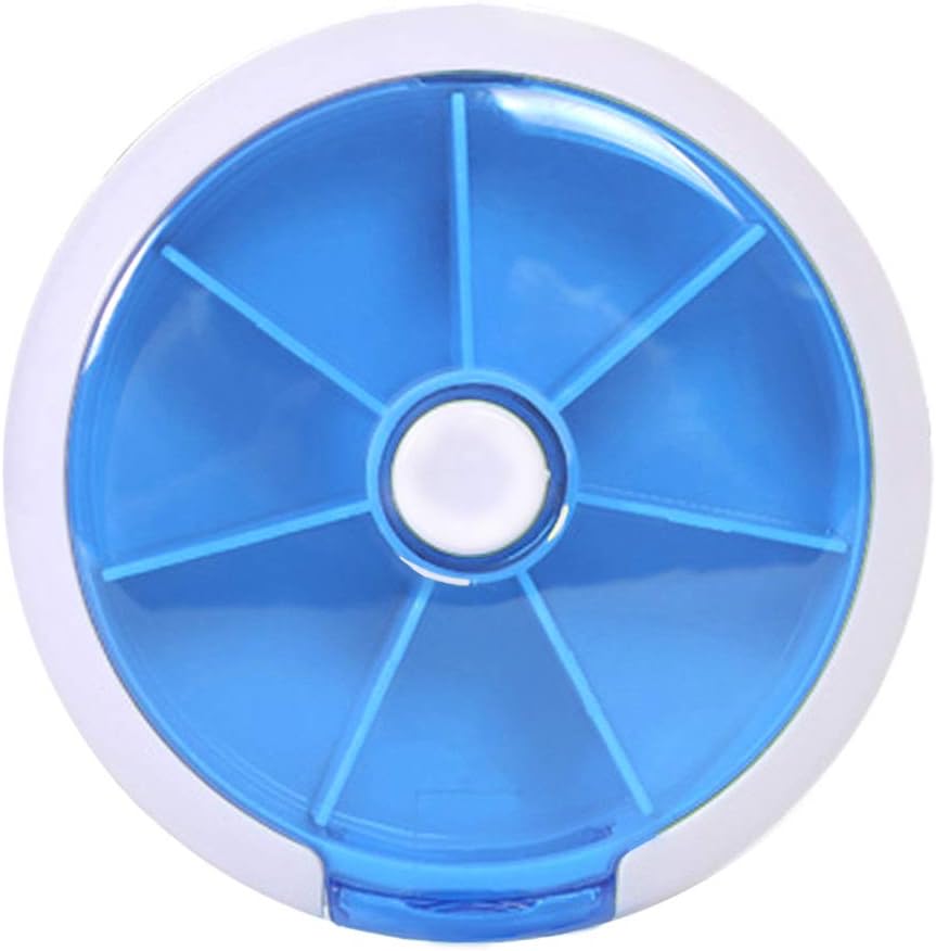 INVODA Rotating Cotygodniowy pill Dispenser 7 Dzień 3 Times Medicine Pill Planner z 7 Komory (niebieski)