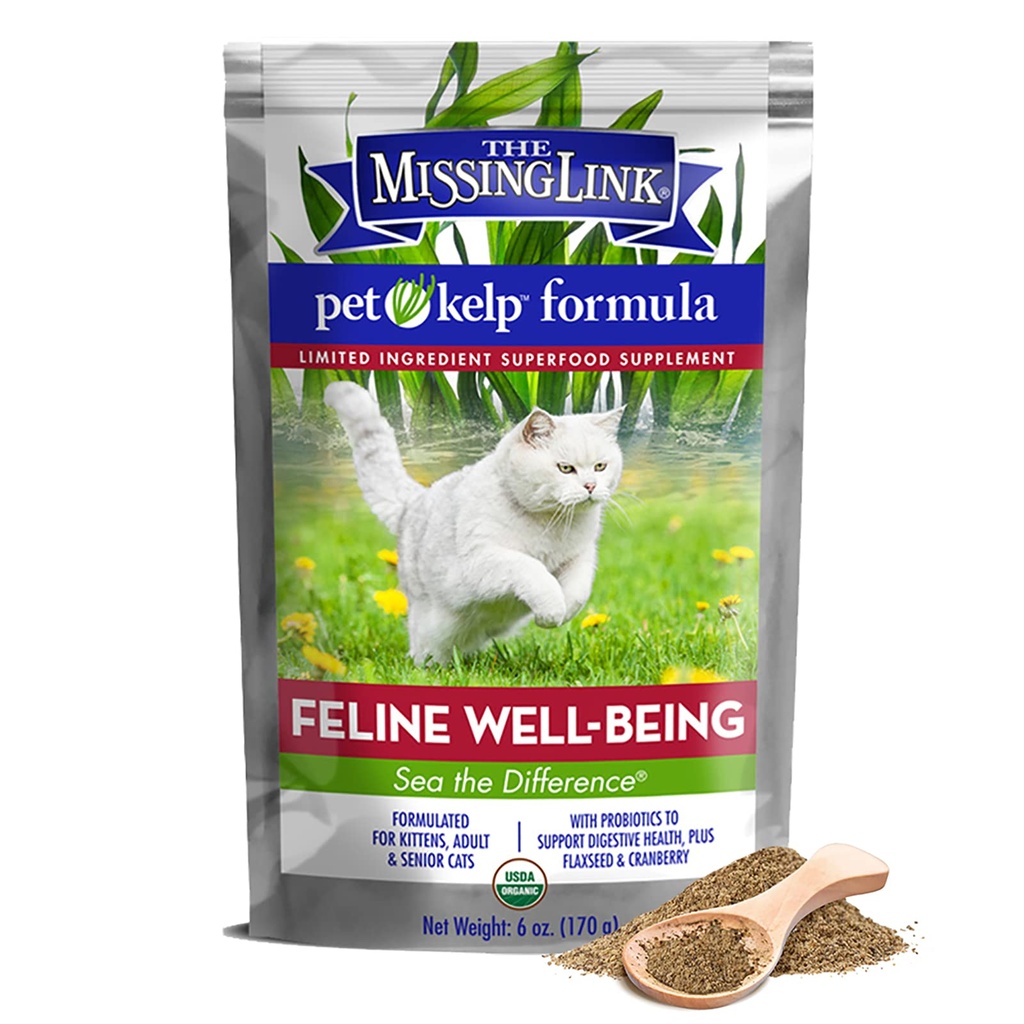 Zaginiony związek Pet Kelp Feline Well- Będąc 6oz Superfood suplement proszkowany, Organic & Limited Formuła składników do żywienia i ogólnego zdrowia kotów