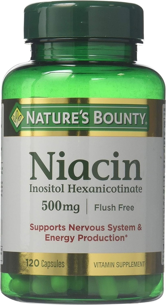 Nature 's Bounty Flush Free Niacin 500 Mg, 240 Kapsułki (2 X 120 Butelki liczenie)