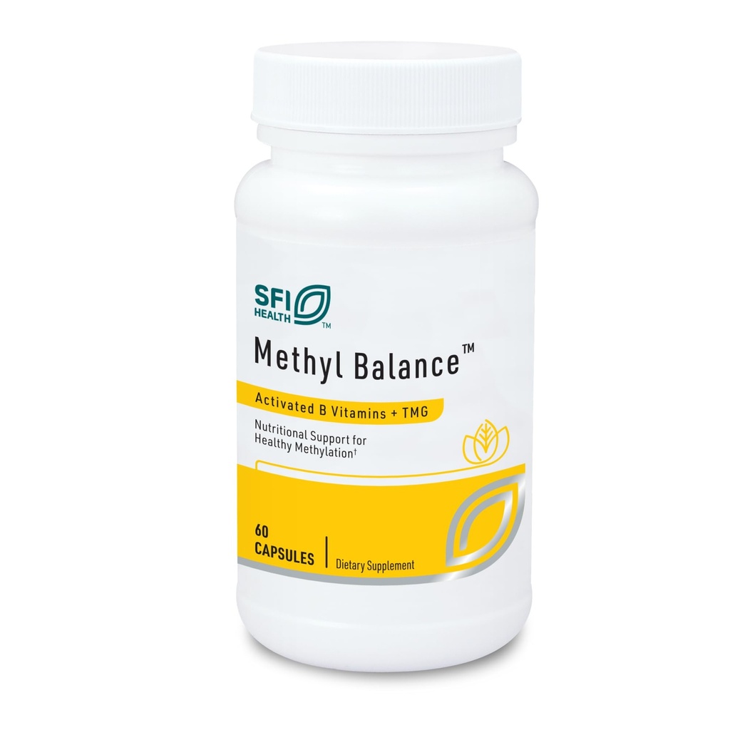 Klaire Labs SFI Health Methyl Balance - Activated Vitamin B + Trimethyglycine Supplement - Metafolin Methyl Folate, Betaine TMG, Vitamin B2, B6 & 12 - Support Healthy Energy Levels (60 Capsules)